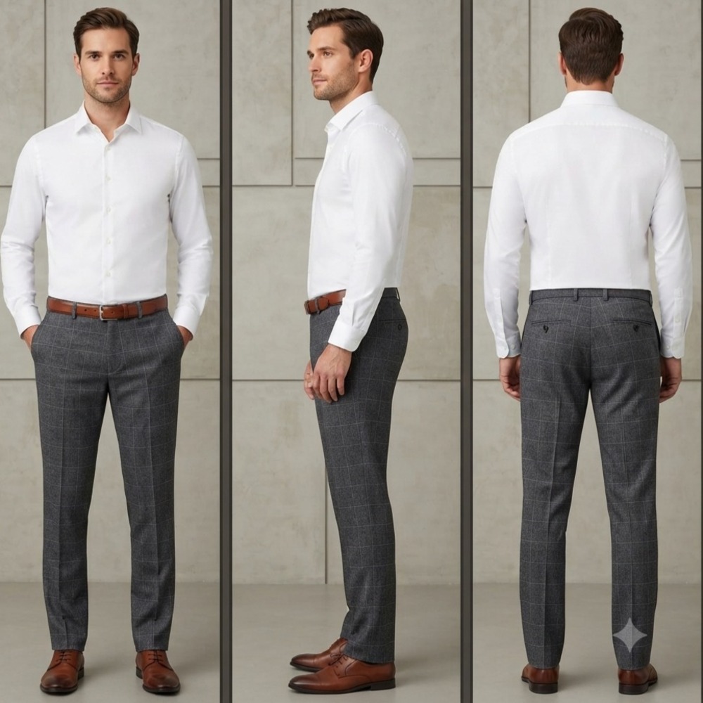 Banana Republic Wool Dress Pants Mens 33x32 Gray Check Slim Fit Workwear